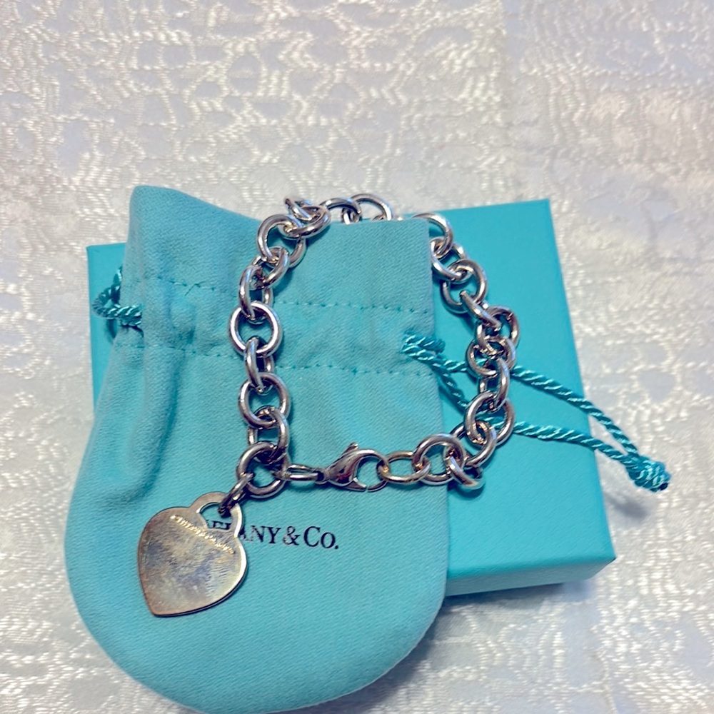 Tiffany & Co. Silver Charm Bracelet with Heart Pendant